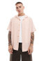 ASOS DESIGN relaxed revere shirt in pink stripe