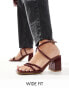 SEQWL mid block heel sandals in burgundy