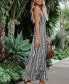 ფოტო #2 პროდუქტის Women's Black-and-White Flounce Maxi Beach Dress