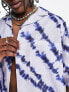 Фото #5 товара ASOS DESIGN boxy oversized revere linen mix shirt in blue tie dye