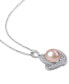 ფოტო #3 პროდუქტის Pink Cultured Freshwater Pearl (10-1/2mm) & Cubic Zirconia Love Knot 18" Pendant Necklace in Sterling Silver