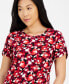 Petite Printed Tulip-Sleeve Top