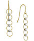 Circle & Bead Two-Tone Linear Drop Earrings in 10k Gold