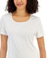 ფოტო #3 პროდუქტის Petite Cotton Scoop-Neck Top, Created for Macy's