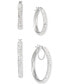 ფოტო #7 პროდუქტის 2-Pc. Set Crystal Pavé Oval & Round Hoop Earrings