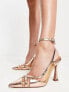 ASOS DESIGN Panama mesh detail high heeled shoes in rose gold