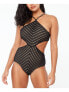 Фото #1 товара BAR III 285210 Women's Black Crochet High Neck Monokini Swimsuit, Size Medium