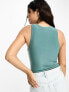 Фото #6 товара ASOS DESIGN double layer racer bodysuit in green