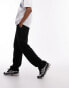 Topman baggy fit ribbed velour jogger in black