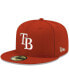 Фото #1 товара Men's Red Tampa Bay Rays Logo White 59FIFTY Fitted Hat