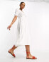 Фото #4 товара Monki tiered wrap midi dress in white