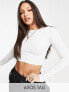 Фото #1 товара ASOS DESIGN Tall fitted crop t-shirt with long sleeve in white