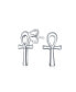 Фото #1 товара Minimalist Petite Delicate Religious Symbol of Life Egyptian Ankh Cross Stud Earrings For Women For Men Polished .925 Sterling Silver