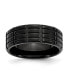 Фото #1 товара Titanium Brushed Black IP-plated Grooved Wedding Band Ring