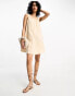 River Island strappy frill hem dress in stone