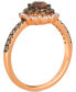 ფოტო #2 პროდუქტის Chocolate Diamond & Nude Diamond Flower Halo Ring (1 ct. t.w.) in 14k Rose Gold
