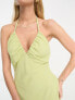 Фото #2 товара ASOS DESIGN chiffon halter midaxi dress in apple green