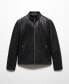 ფოტო #2 პროდუქტის Men's Zip-Detail Leather Biker Jacket