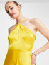Фото #7 товара Public Desire satin midi dress with cross neck in mustard