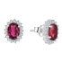 Beautiful silver earrings with ruby E-FS-5626R clear, red, silver - фото #1