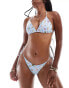 Фото #1 товара Monki triangle bikini top in blue seashell