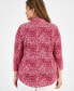 Фото #2 товара Plus Size Printed V-Neck 3/4 Sleeve Top, Created for Macy's