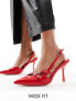 Фото #1 товара Public Desire Wide Fit smoosh front strap heeled shoes in red