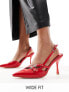 Public Desire Wide Fit smoosh front strap heeled shoes in red