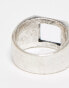 ASOS DESIGN signet ring with cut out design in vintage silver