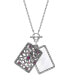 Silver Tone Purple Stone Rectangle Mirror Pendant Necklace