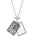 Фото #2 товара Silver Tone Purple Stone Rectangle Mirror Pendant Necklace