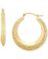 ფოტო #1 პროდუქტის Greek Key Small Round Hoop Earrings in 10k Gold, 25mm