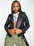 Фото #1 товара Object real leather jacket in black