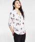 Фото #1 товара Juniors' Floral-Print Collared Shirt