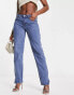 Missyempire low rise split leg jeans in blue