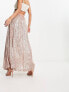 ASOS DESIGN sequin pleated midi skirt in rose gold