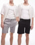 Фото #1 товара Topman 2 pack slim chino shorts in grey and black