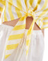 Фото #4 товара ASOS DESIGN crop short sleeve shirt with tie waist in yellow stripe