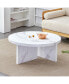 Фото #11 товара White MDF Circular Coffee Table - 31.4" Modern Center Table