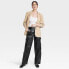 Women's High-Rise Straight Faux Leather Cargo Pants - A New Day Black 10