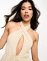 Фото #8 товара ASOS DESIGN halter neck natural plunge mini beach dress in natural