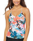 Фото #1 товара Raisins 298804 Women's Juniors' Floral Strappy-Back Tankini Top Swimsuit XL