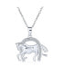 ფოტო #1 პროდუქტის Pave CZ Cow Girl Equestrian Thoroughbred Winner Horse Pendant Horseshoe Necklace Western Jewelry For Women .925 Sterling Silver