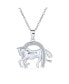 Фото #1 товара Bling Jewelry pave CZ Cow Girl Equestrian Thoroughbred Winner Horse Pendant Horseshoe Necklace Western Jewelry For Women .925 Sterling Silver