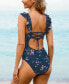 Фото #6 товара Women's Ruffled Lace Up One Piece Swimsuit