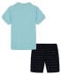 ფოტო #2 პროდუქტის Little Boys Tipped Pique Polo Shirt and Oxford Stripe Shorts, 2 Pc Set