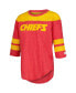 Фото #3 товара Women's Red Kansas City Chiefs Fullback Tri-Blend 3/4-Sleeve T-Shirt