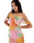 Фото #3 товара Never Fully Dressed Faro ruffle maxi dress in ombre tie dye