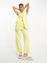 ASOS DESIGN tapered mom trouser with linen in lemon