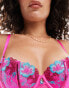 Ann Summers Shimmering non padded balcony bra with floral embroidery in pink